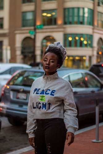 Affirmation  Peace & Light Crop top sweater hoodie(Zipper collar)